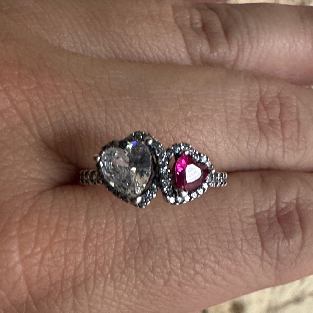 Halo Heart Ring Sterling Silver Size 9 perfect for Valentines - Picture 5 of 11